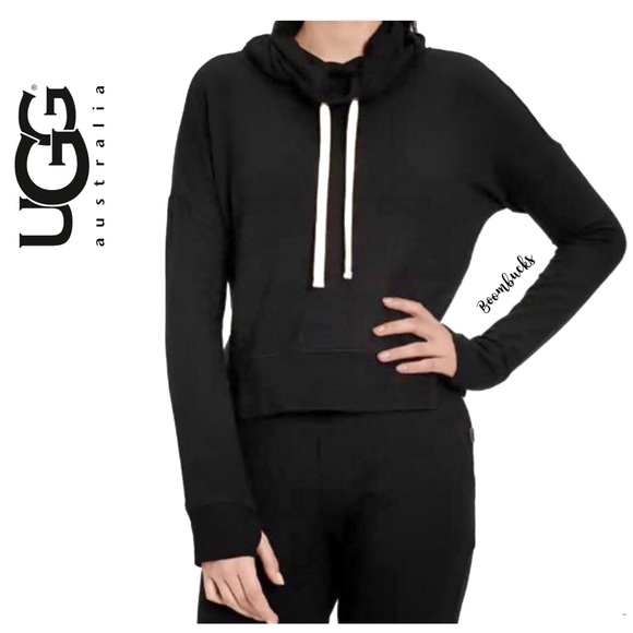 NEW Ugg Fleece Miya Funnel Neck Sweater Black - Picture 1 of 5